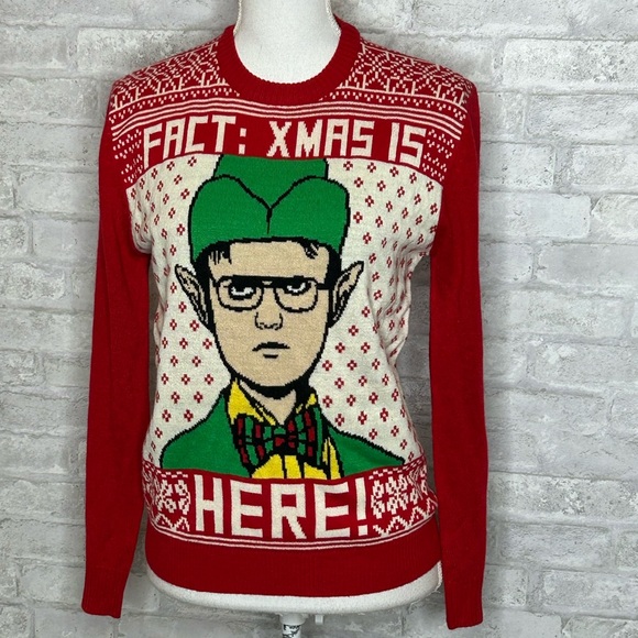 The office red FACT: X-MAS IS HERE Dwight Christmas sweater size S - Picture 1 of 5